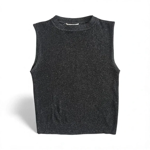 Black glittery rib knit top sweater vest by Primark size M - Picture 2 of 8